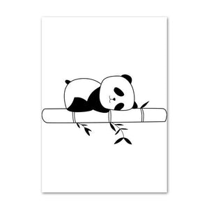 Poster Panda <br> Dormir sur un Bambou - Royaume Panda