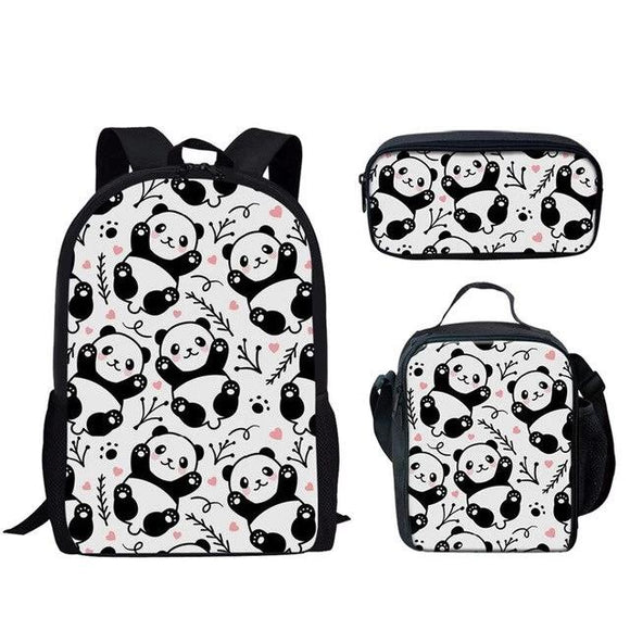 Pack Rentrée Panda (Sac à dos, Trousse, Sacoche) <br> 4 Pattes de Panda - Royaume Panda